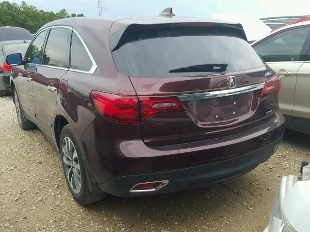 5FRYD4H49GB034521 - 2016 ACURA MDX MAROON photo 3