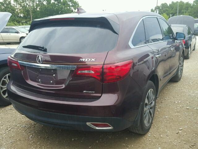 5FRYD4H49GB034521 - 2016 ACURA MDX MAROON photo 4