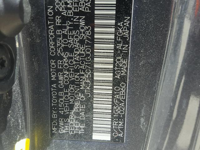 JTKJF5C71GJ017783 - 2016 TOYOTA SCION TC 灰色 照片 10