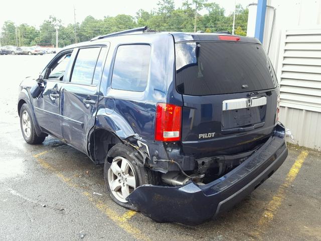 5FNYF3H73BB045281 - 2011 HONDA PILOT EXLN BLUE photo 3