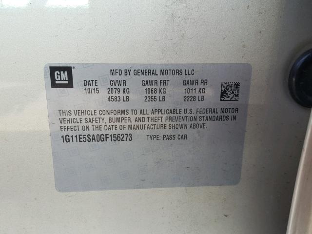 1G11E5SA0GF156273 - 2016 CHEVROLET MALIBU LIM 米色 照片 10