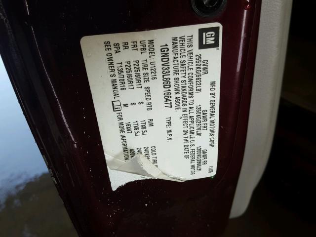 1GNDV33L86D166477 - 2006 CHEVROLET UPLANDER L 紫色 照片 10