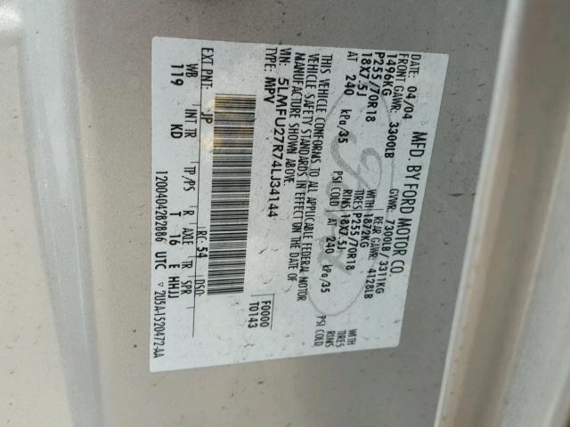 5LMFU27R74LJ34144 - 2004 LINCOLN NAVIGATOR SILVER photo 10