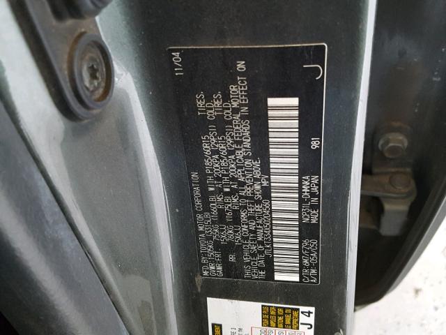 JTLKT334X50204560 - 2005 TOYOTA SCION XB Grau Foto 10