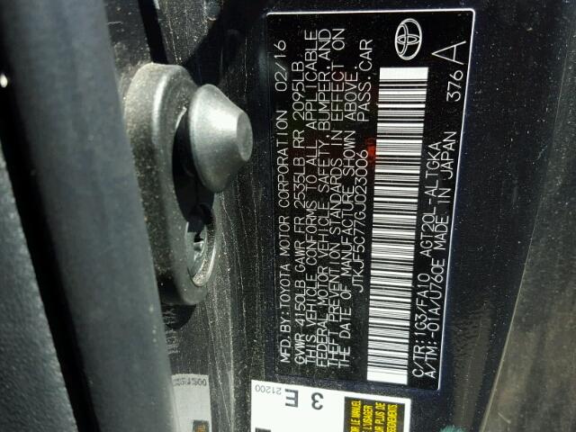 JTKJF5C77GJ023006 - 2016 TOYOTA SCION TC 灰色 照片 10