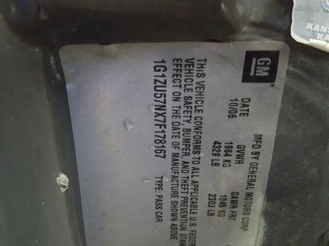 1G1ZU57NX7F178167 - 2007 CHEVROLET MALIBU LTZ ნაცრისფერი ფოტო 10