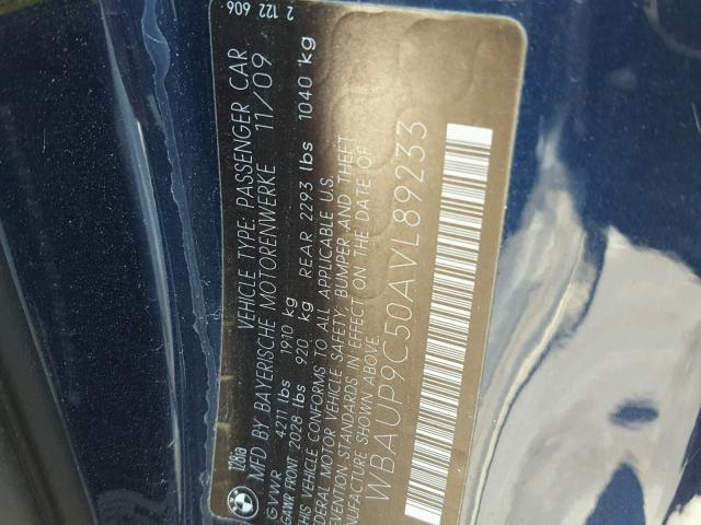 WBAUP9C50AVL89233 - 2010 BMW 128 I BLUE photo 10