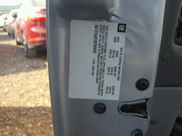 1G1ZT54815F289642 - 2005 CHEVROLET MALIBU LS 灰色 照片 10