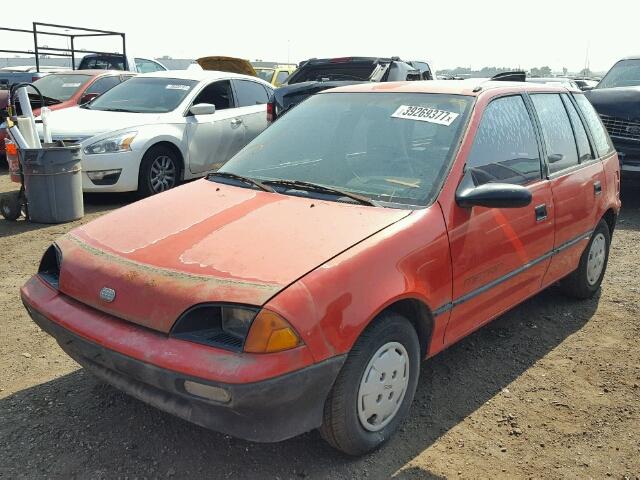 2C1MR6466M6711592 - 1991 GEO METRO BASE RED photo 2