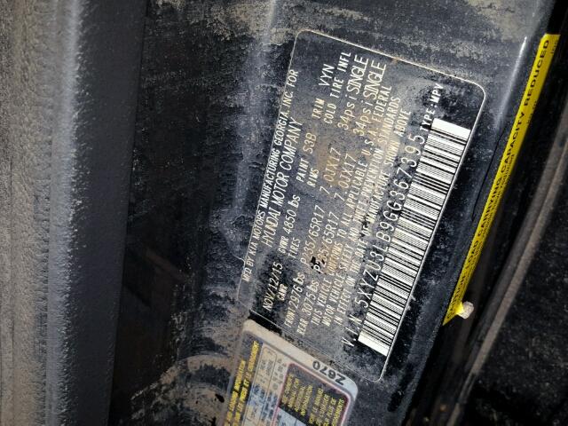 5XYZU3LB9GG367395 - 2016 HYUNDAI SANTA FE S 黑色 照片 10