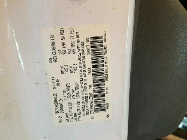 3D7KR28CX6G159904 - 2006 DODGE RAM 2500 S WHITE photo 10