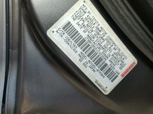 JT8BF28G510323089 - 2001 LEXUS ES GRAY photo 10