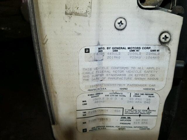 1G4AM47A4EH557819 - 1984 BUICK REGAL 奶油色 照片 10