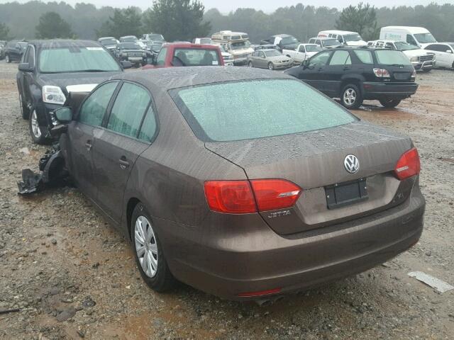 3VW2K7AJ6EM223633 - 2014 VOLKSWAGEN JETTA BASE BROWN photo 3
