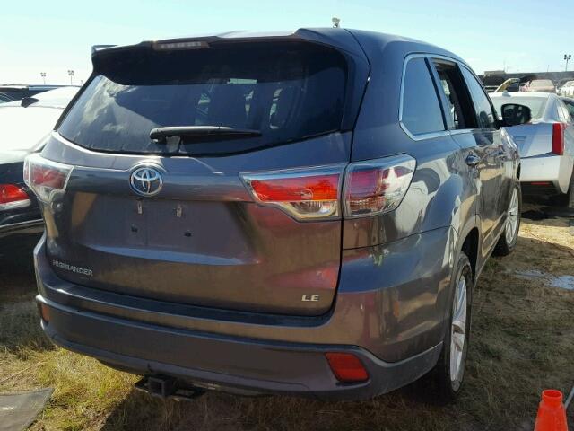 5TDZARFH6FS013380 - 2015 TOYOTA HIGHLANDER GRAY photo 4