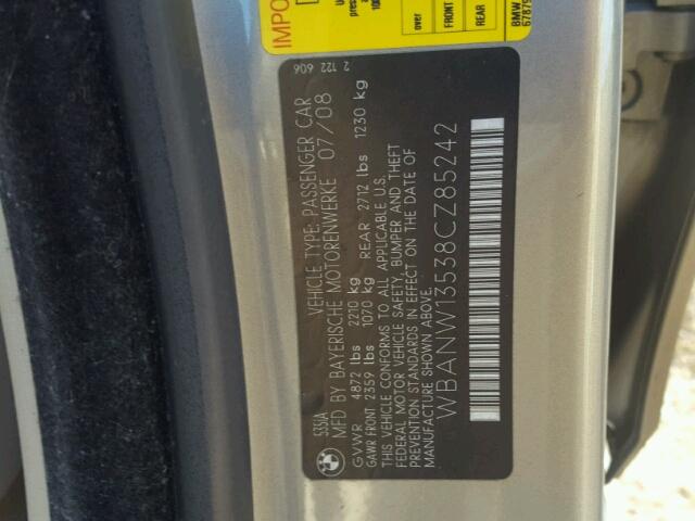 WBANW13538CZ85242 - 2008 BMW 535 GOLD photo 10