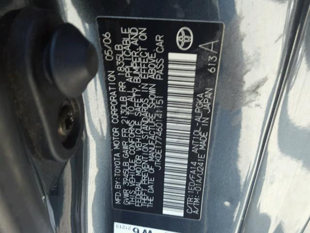 JTKDE177460141151 - 2006 TOYOTA SCION TC 石墨色 照片 10