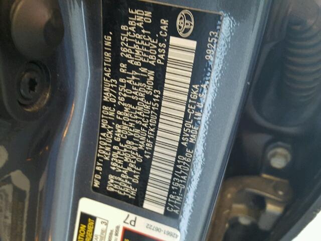 4T1BF1FK1DU715143 - 2013 TOYOTA CAMRY L GRAY photo 10