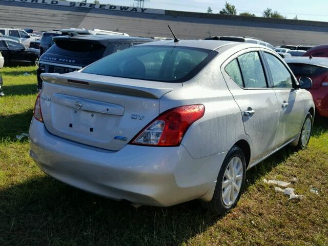 3N1CN7AP7EL821676 - 2014 NISSAN VERSA SILVER photo 4