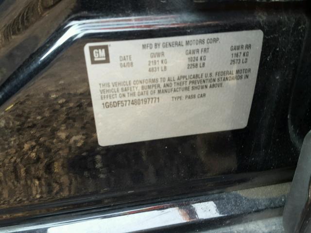 1G6DF577480197771 - 2008 CADILLAC CTS BLACK photo 10