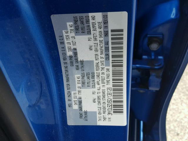 3MYDLBZV6GY138128 - 2016 TOYOTA SCION IA BLUE photo 10