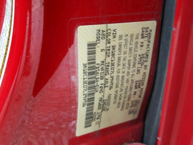 3N1BC13E07L394936 - 2007 NISSAN VERSA S RED photo 10