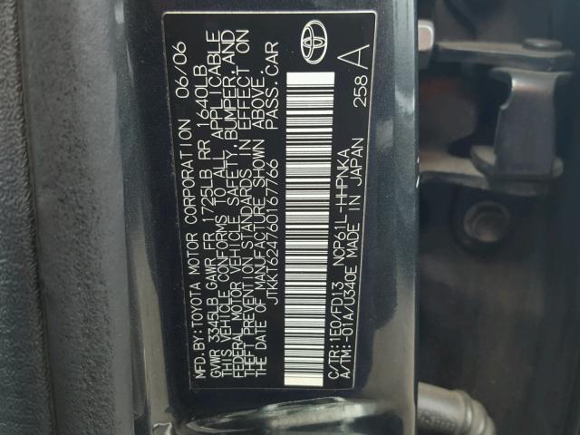 JTKKT624760167766 - 2006 TOYOTA SCION XA CHARCOAL photo 10