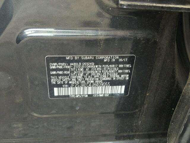 JF2SJAEC4JH409055 - 2018 SUBARU FORESTER 2 BLACK photo 10