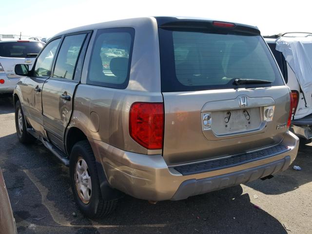 2HKYF18125H553876 - 2005 HONDA PILOT LX GOLD photo 3