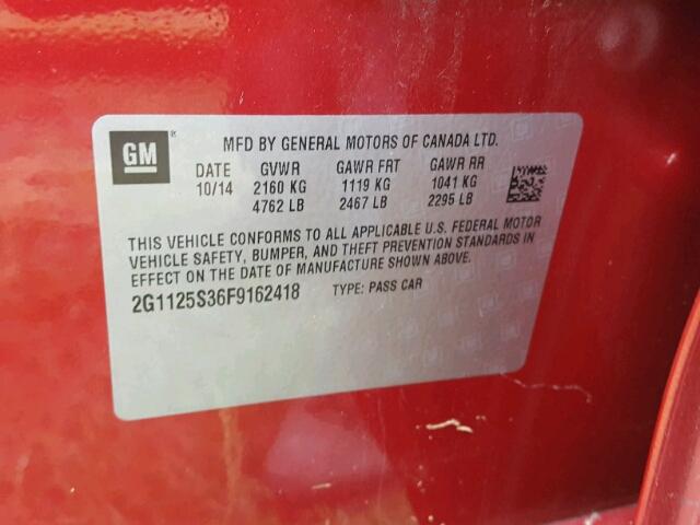 2G1125S36F9162418 - 2015 CHEVROLET IMPALA RED photo 10