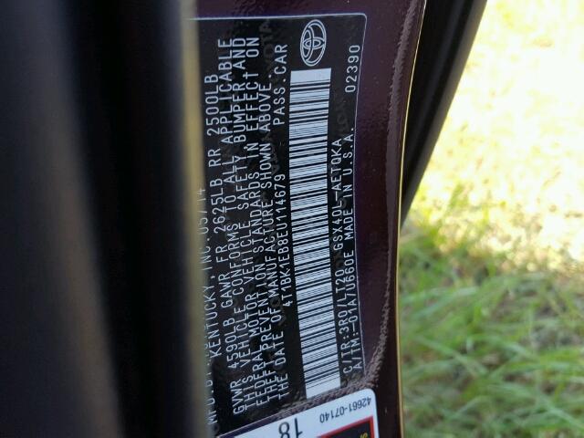 4T1BK1EB8EU114679 - 2014 TOYOTA AVALON BAS MAROON photo 10