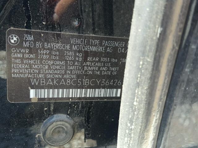 WBAKA8C51BCY36426 - 2011 BMW ALPINA B7 BLACK photo 10