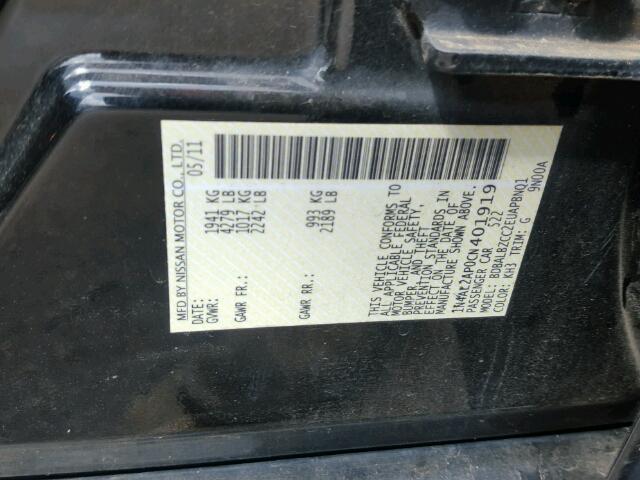 1N4AL2AP0CN401919 - 2012 NISSAN ALTIMA BLACK photo 10