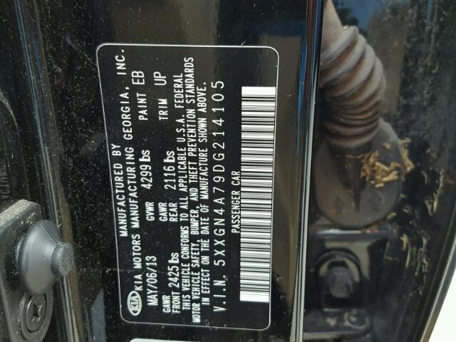 5XXGN4A79DG214105 - 2013 KIA OPTIMA EX BLACK photo 10