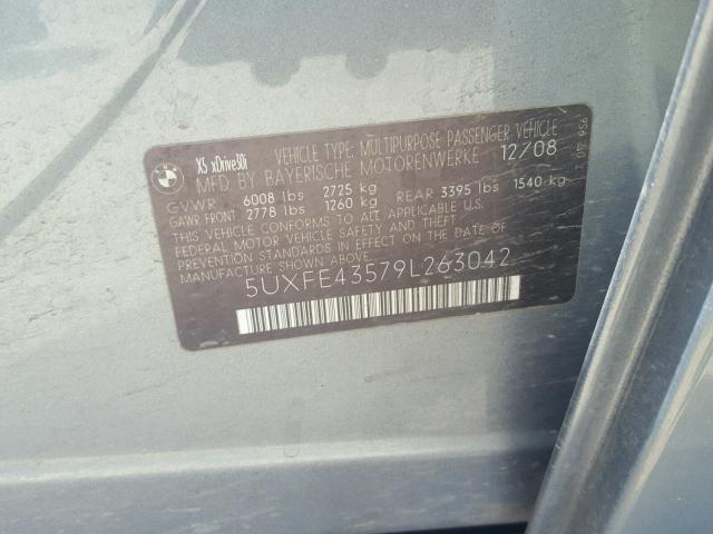 5UXFE43579L263042 - 2009 BMW X5 XDRIVE3 GREEN photo 10