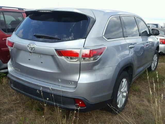 5TDZARFH5FS013788 - 2015 TOYOTA HIGHLANDER SILVER photo 4