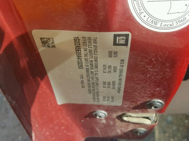 1G2ZA5E09A4132263 - 2010 PONTIAC G6 MAROON photo 10