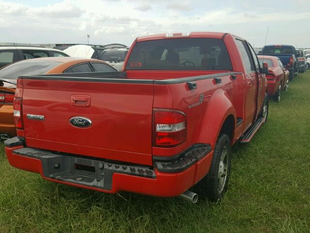 1FTRW02W78KD54279 - 2008 FORD F150 RED photo 4