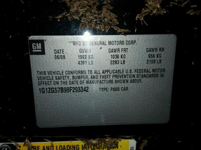 1G1ZG57B98F293342 - 2008 CHEVROLET MALIBU LS CHARCOAL photo 10