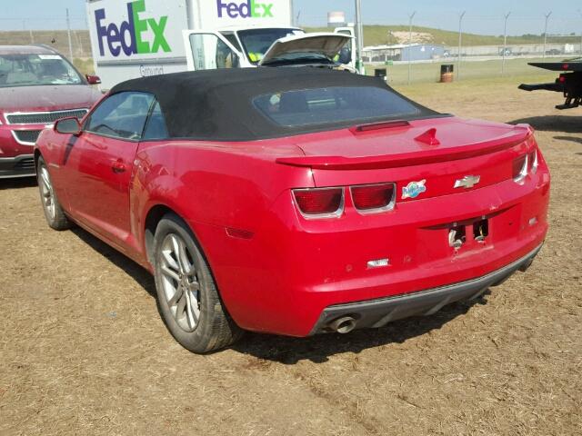 2G1FB3D39D9103593 - 2013 CHEVROLET CAMARO LT RED photo 3