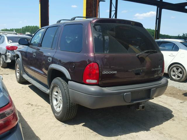 1D4HS38N93F623720 - 2003 DODGE DURANGO SP BURGUNDY photo 3