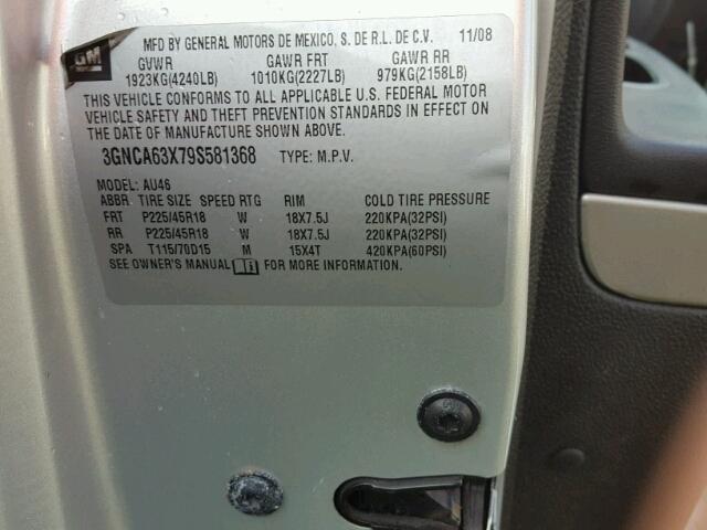 3GNCA63X79S581368 - 2009 CHEVROLET HHR SS SILVER photo 10