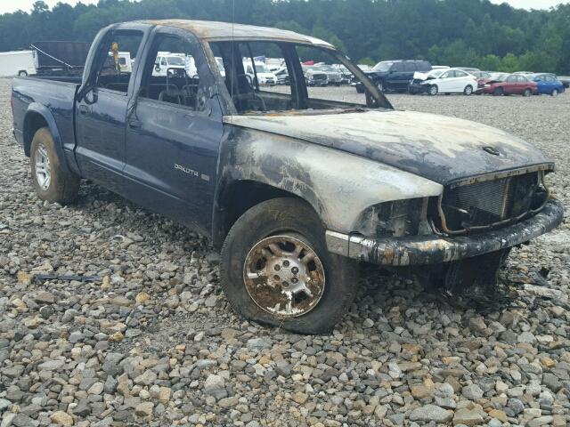 1B7HL48X42S716152 - 2002 DODGE DAKOTA BLUE photo 1