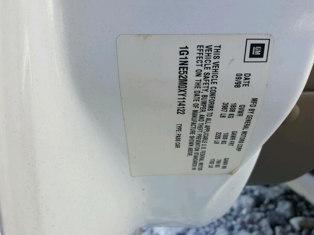 1G1NE52M0XY114122 - 1999 CHEVROLET MALIBU LS WHITE photo 10