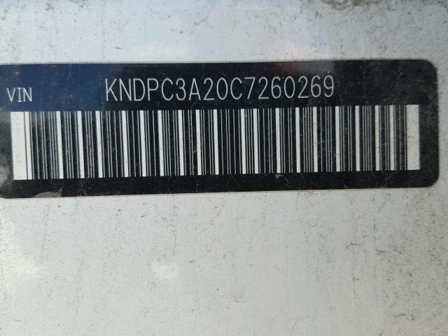 KNDPC3A20C7260269 - 2012 KIA SPORTAGE E WHITE photo 10