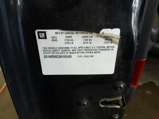 2G1WD58C269165436 - 2006 CHEVROLET IMPALA SUP 黑色 照片 10