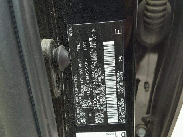 JTEBU5JRXG5325268 - 2016 TOYOTA 4RUNNER SR BLACK photo 10