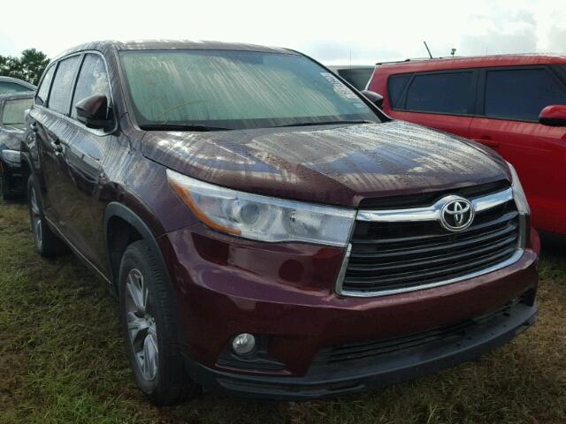 5TDZKRFH1FS107082 - 2015 TOYOTA HIGHLANDER MAROON photo 1