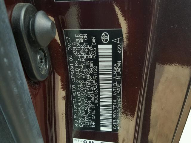 JTKDE167480251122 - 2008 TOYOTA SCION TC 紫色 照片 10