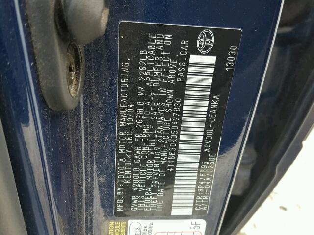 4T1BE30K35U427830 - 2005 TOYOTA CAMRY BLUE photo 10